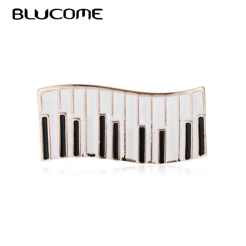 Musical Instruments Names - Blucome canlı emaye piyano klavyesi broş
