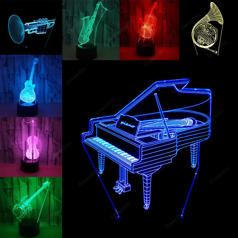 Musical Instrument No Touch - 3D Illusion Led gece ışığı USB
